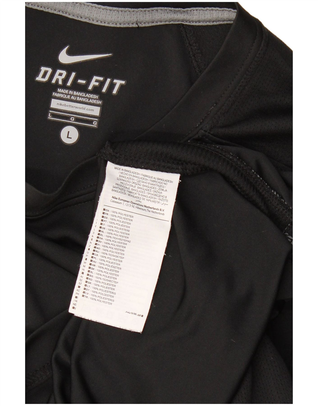 NIKE Camiseta Dri Fit para Hombre Top Grande Poliéster Negro