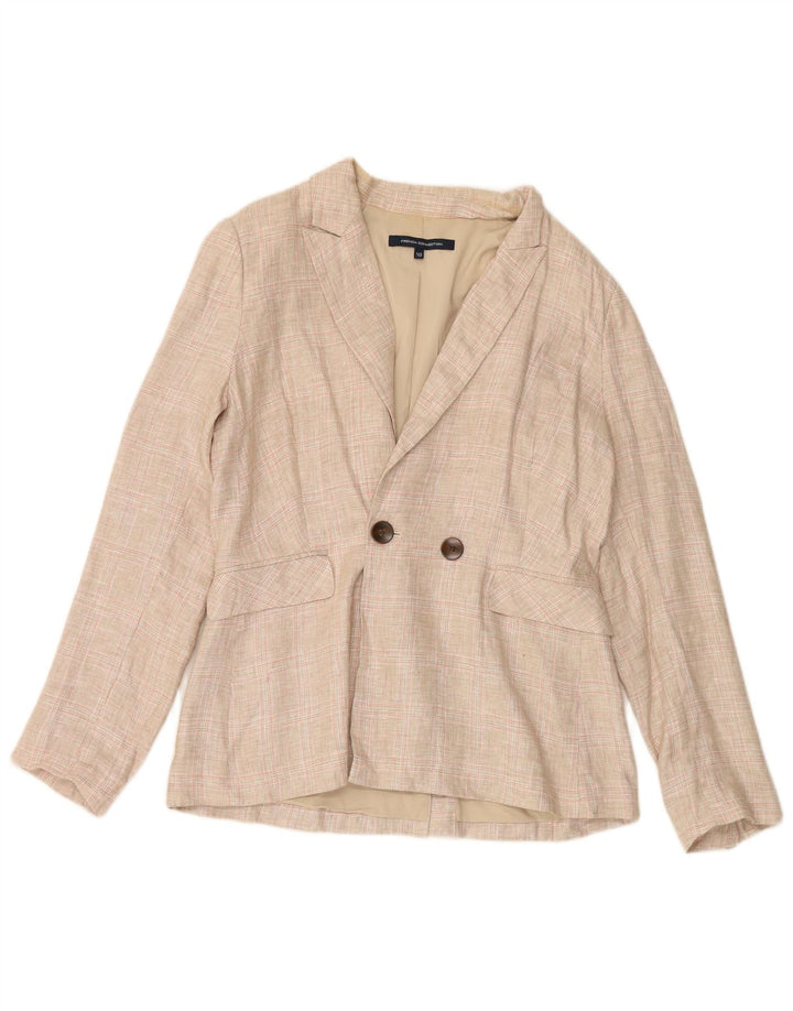 FRENCH CONNECTION Chaqueta tipo blazer extragrande para mujer UK 10 Small Beige Check