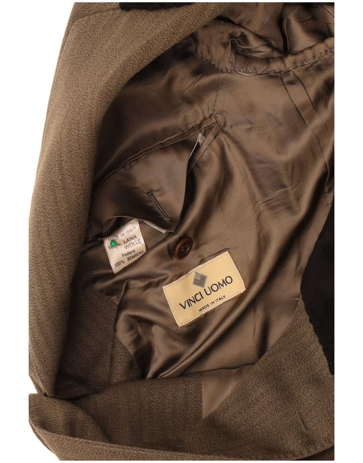 Abrigo Vinci para hombre UK 40 Lana en espiga marrón grande