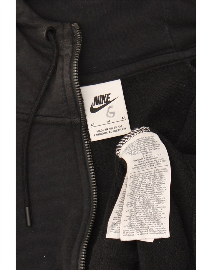 NIKE Mens Zip Hoodie Sweater Medium Black Cotton