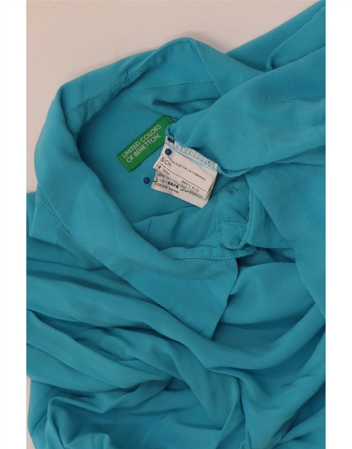 Camisa Benetton Mujer ES 40 Small Viscosa Azul