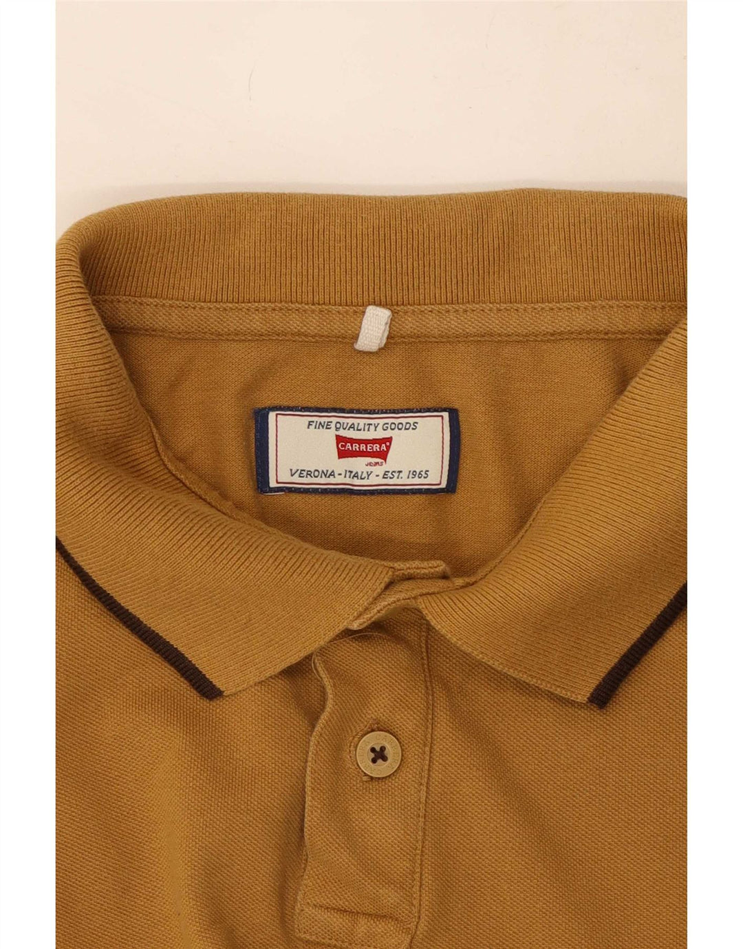 Carrera Polo para hombre grande marrón a rayas