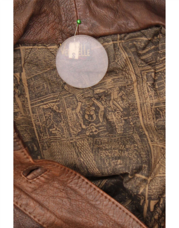Vintage mujer chaqueta de cuero de gran tamaño Reino Unido 10 cuero marrón pequeño