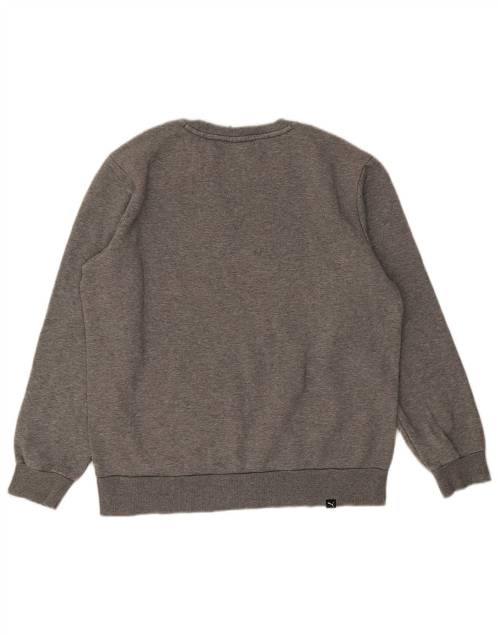 PUMA Sudadera con estampado gráfico para hombre, jersey de algodón moteado en gris medio