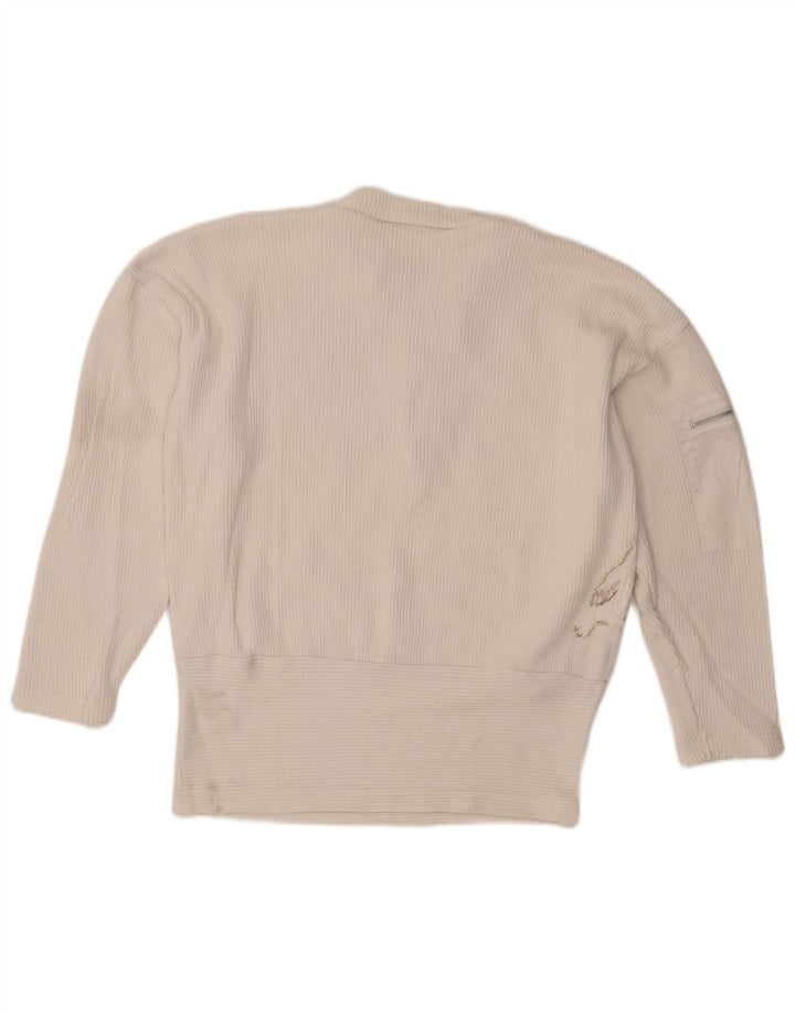 Together Jersey con cuello y cremallera gráfico para mujer UK 10/12 Medium White