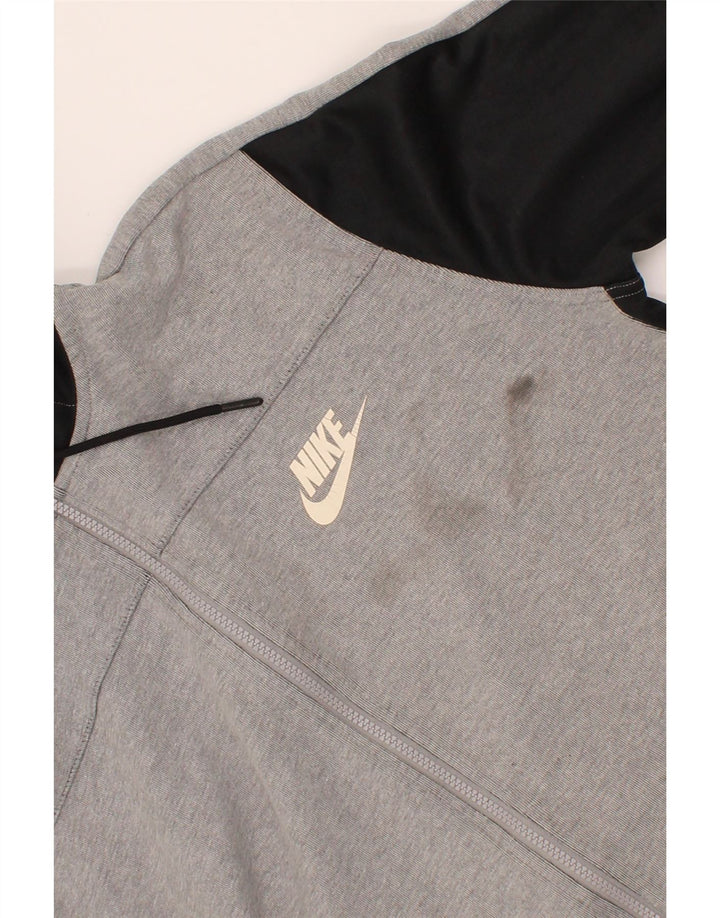 NIKE Mens Zip Hoodie Sweater Large Grey Colourblock Cotton Vintage Nike and Second-Hand Nike from Messina Hembry 