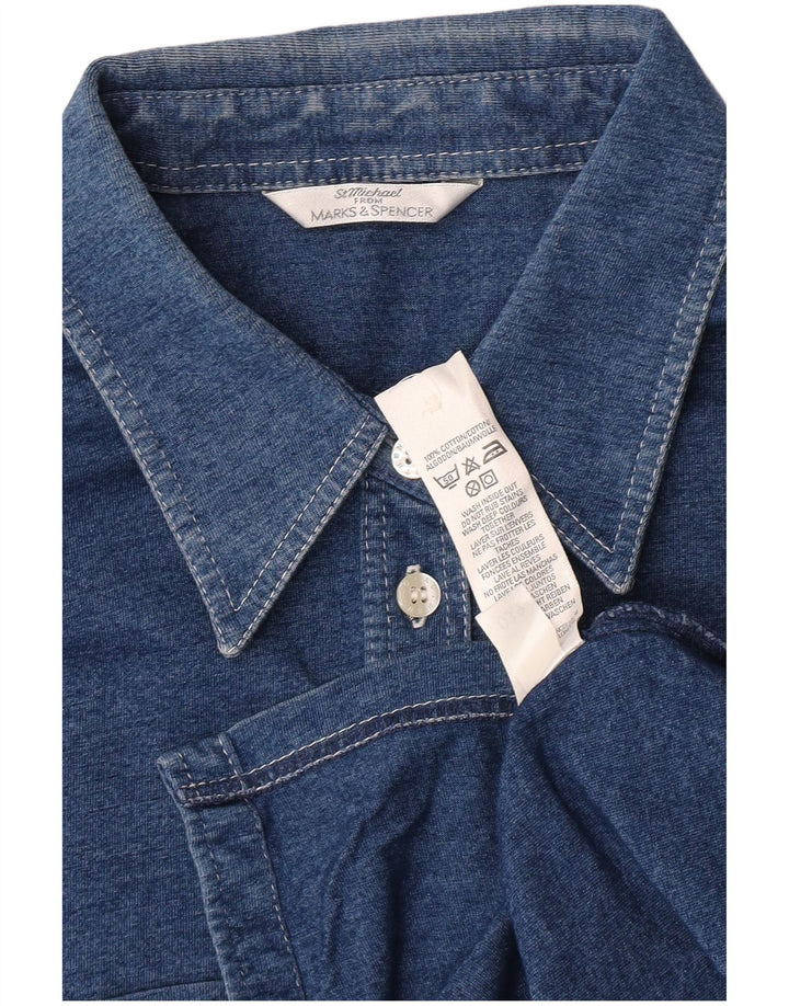 Marks & Spencer Camisa para mujer UK 44 Mediana Azul marino Algodón