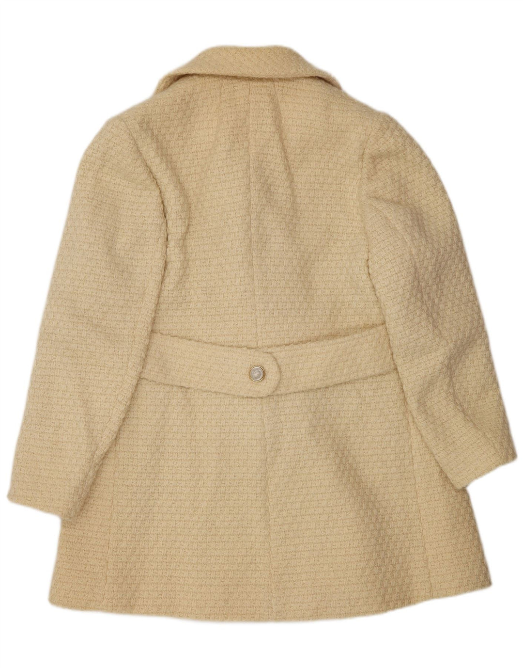 Vintage mujer doble pecho abrigo Reino Unido 14 medio beige