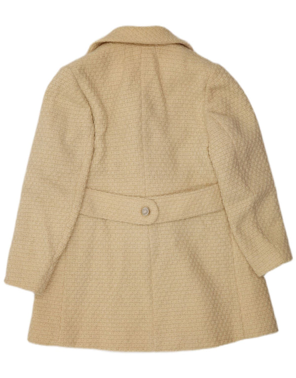Vintage mujer doble pecho abrigo Reino Unido 14 medio beige