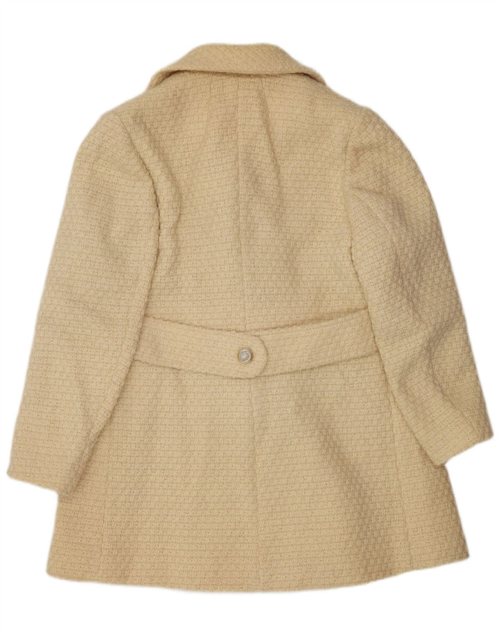 Vintage mujer doble pecho abrigo Reino Unido 14 medio beige