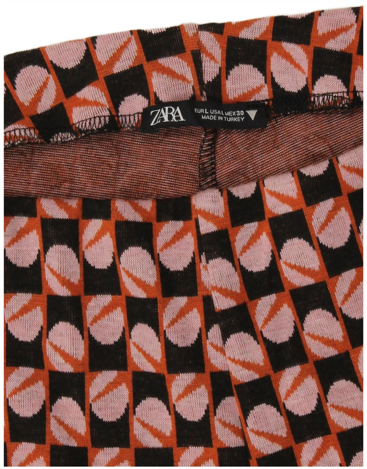 Zara Mujer Pantalón Casual Bootcut Grande W30 L26 Multicolor Geométrico