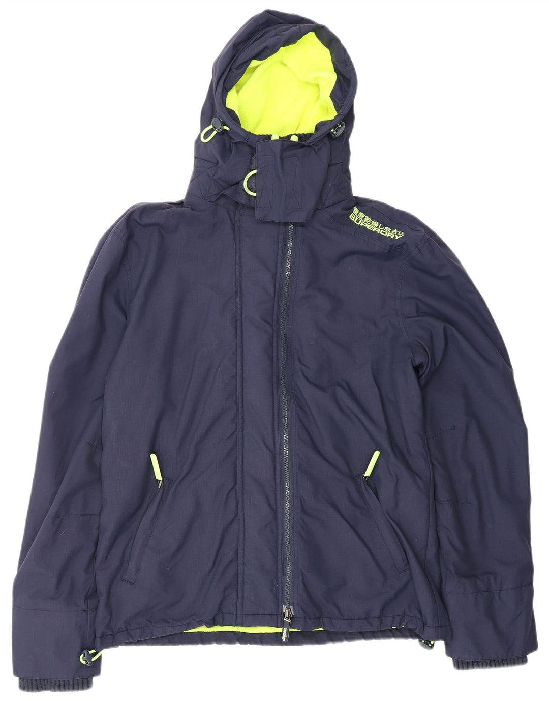 SUPERDRY Chaqueta impermeable con capucha The Windcheater para hombre UK 42 XL Nylon azul marino