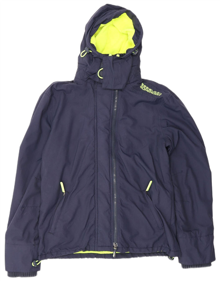 SUPERDRY Chaqueta impermeable con capucha The Windcheater para hombre UK 42 XL Nylon azul marino