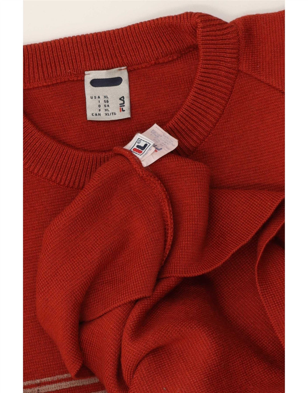 Fila Hombre Crew Neck Jumper Sweater XL Rojo Colorblock Lana
