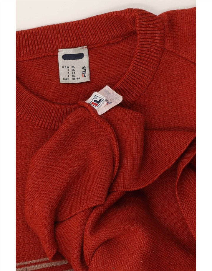 Fila Hombre Crew Neck Jumper Sweater XL Rojo Colorblock Lana