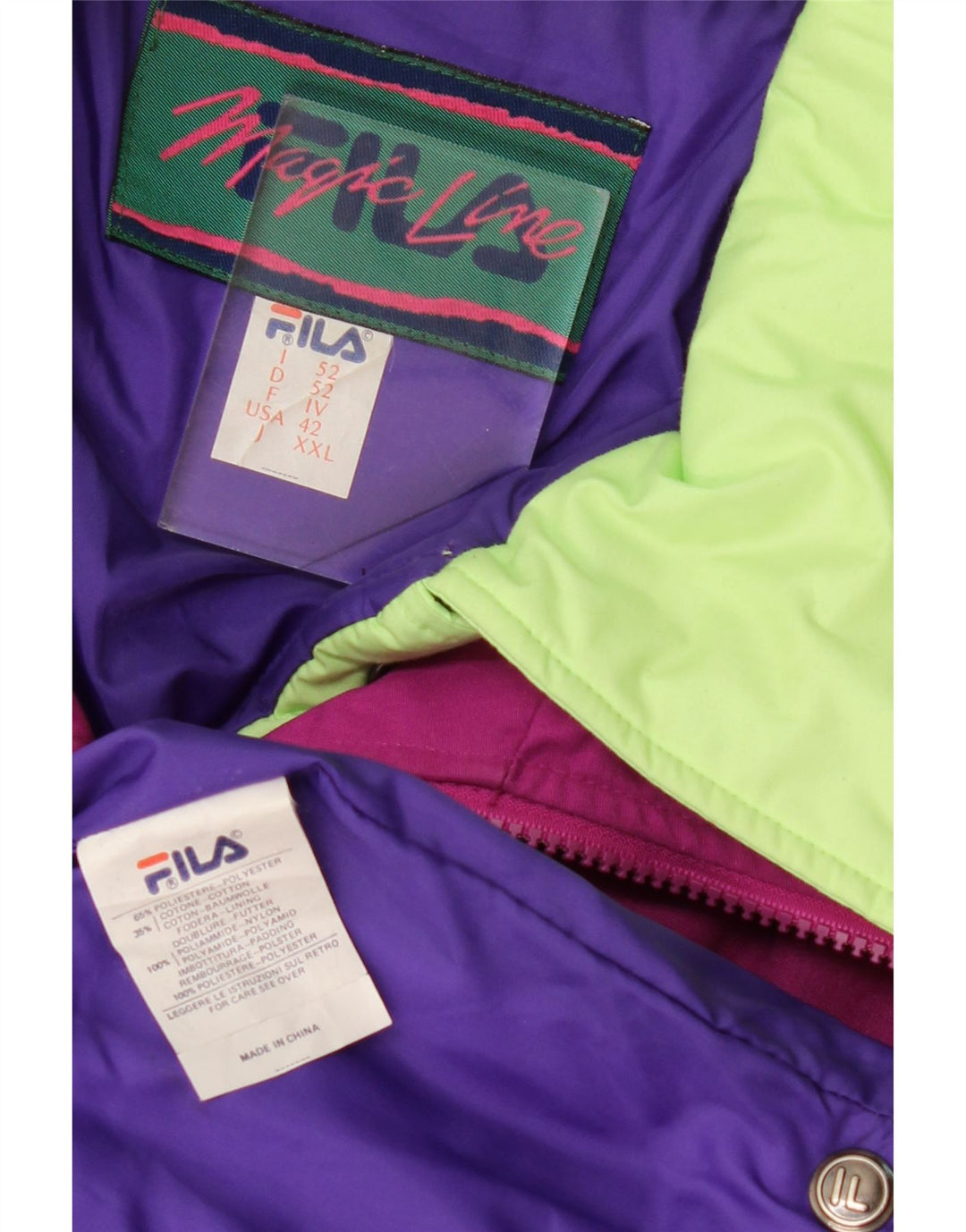 Fila Chaqueta acolchada con capucha para hombre IT 52 XL Poliéster color block rosa