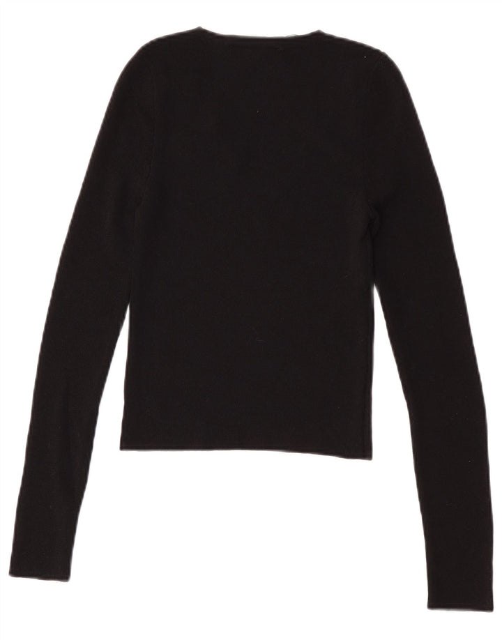 Zara Mujer Crop Top Manga Larga UK 8 Small Poliamida Negro