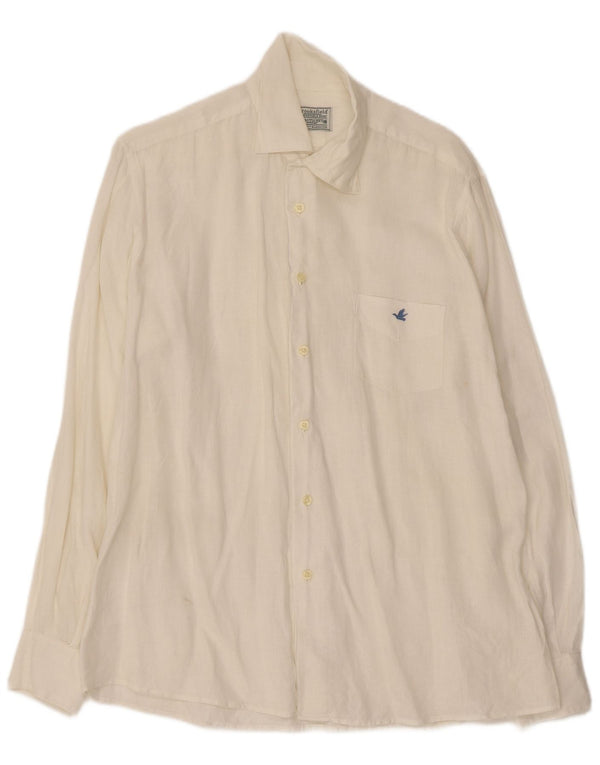 Brooksfield Mens Shirt Size 40 Medium White Linen