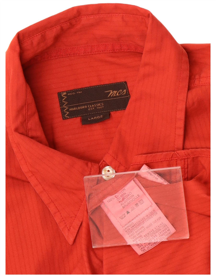 Marlboro Classics Camisa de manga corta para hombre grande de algodón rojo