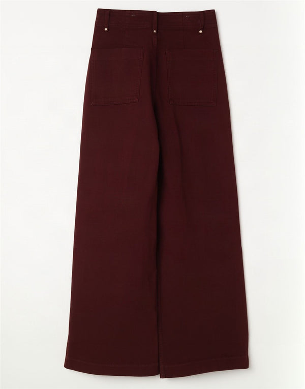 Zara Vaqueros de pierna ancha y cintura alta para mujer EU 40 Medium W30 L30 Algodón burdeos