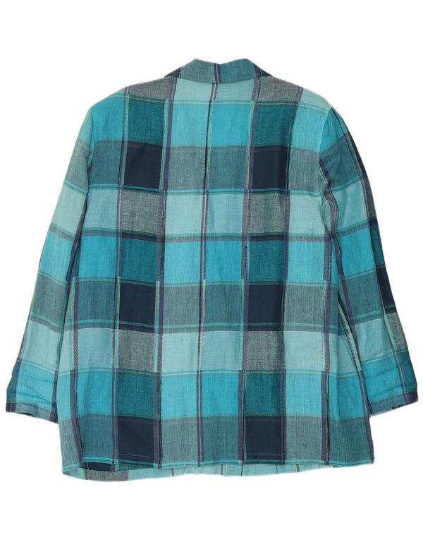 Vintage mujer 2 botones Blazer chaqueta Reino Unido 18 XL azul comprobar viscosa