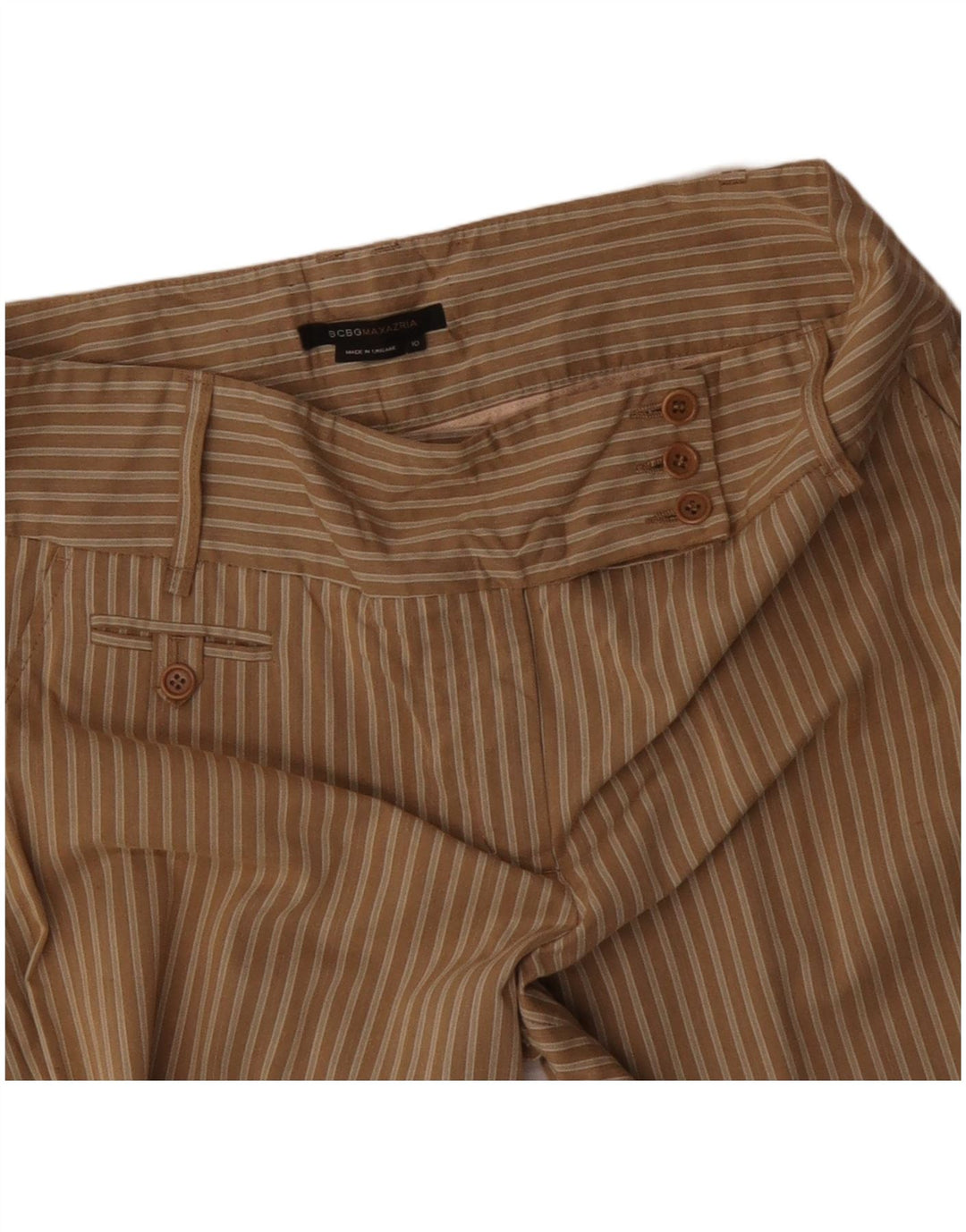 MAX MARA Pantalones casuales de pierna ancha para mujer US 10 Grande W34 L32 Marrón Rayas