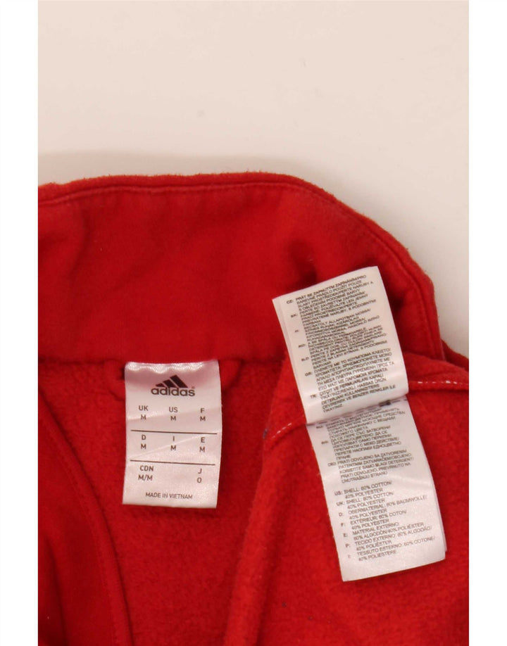 Adidas Hombre Zip Neck Sudadera Jumper Medium Rojo Algodón