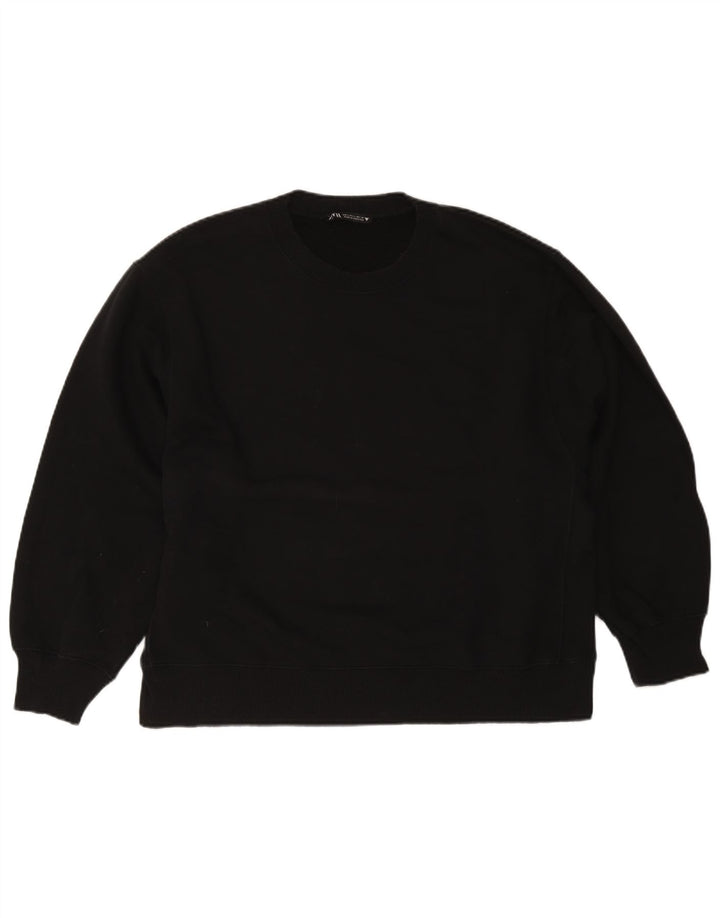 Zara Mujer Sudadera Extragrande Jersey UK 46 Grande Algodón Negro