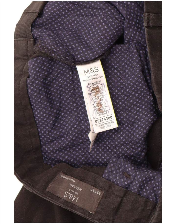 Marks & Spencer Pantalones chinos de corte regular para hombre W32 L31 Algodón negro
