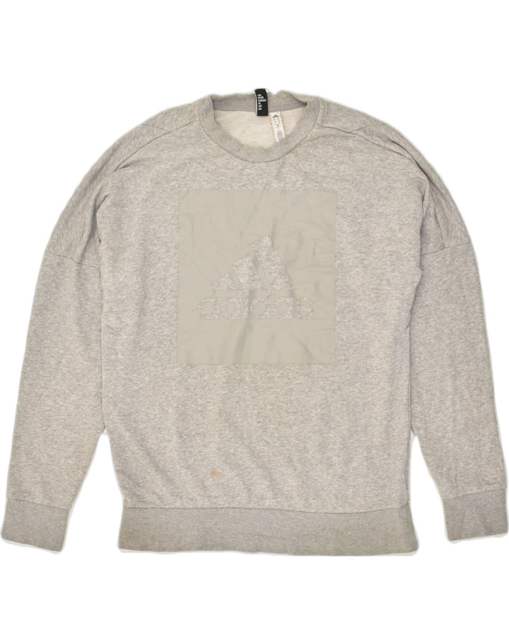 ADIDAS Mens Loose Fit Graphic Sweatshirt Jumper Medium Grey Cotton | Vintage Adidas | Thrift | Second-Hand Adidas | Used Clothing | Messina Hembry 