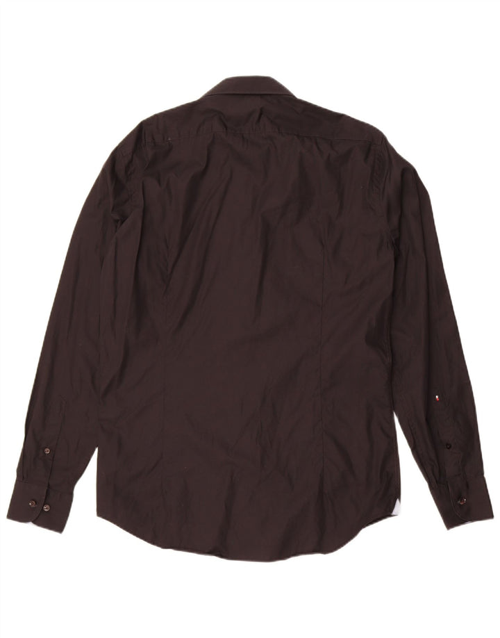 Tommy Hilfiger Camisa ajustada a medida para hombre Talla 40 Mediana Algodón negro