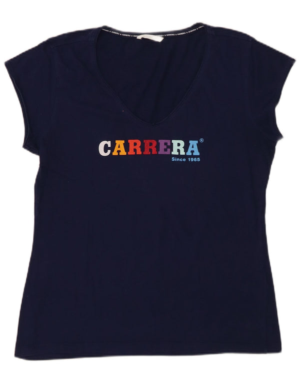 CARRERA Camiseta gráfica para mujer Top UK 40 XL Algodón azul marino
