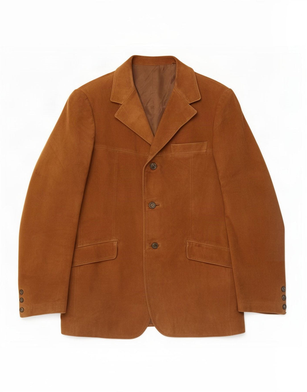 Vintage hombres 3 botones ante Blazer chaqueta IT 50 marrón grande