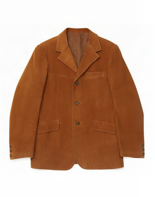 Vintage hombres 3 botones ante Blazer chaqueta IT 50 marrón grande
