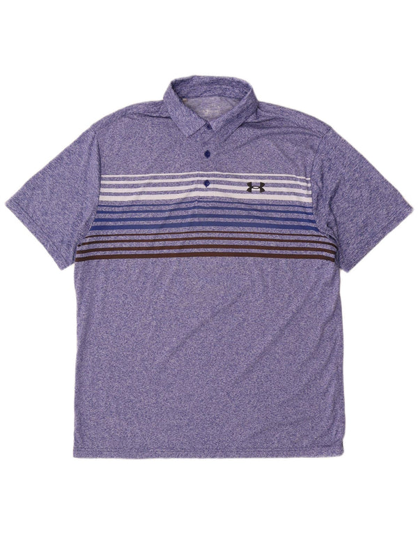 Under Armour Polo para hombre con rayas azules grandes