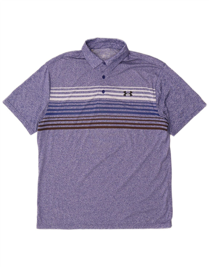 Under Armour Polo para hombre con rayas azules grandes