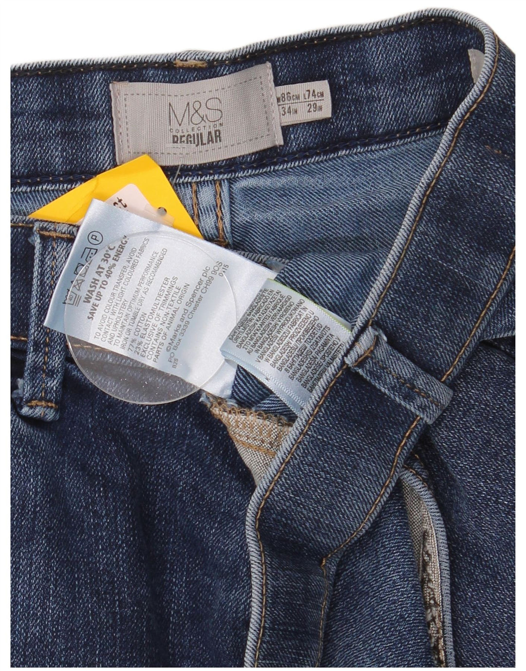 Marks & Spencer Vaqueros rectos regulares para hombre W34 L29 Algodón azul