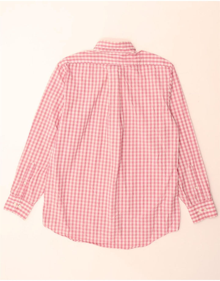 IZOD Camisa de corte regular para hombre, talla 15 1/2, algodón a cuadros rosa mediano
