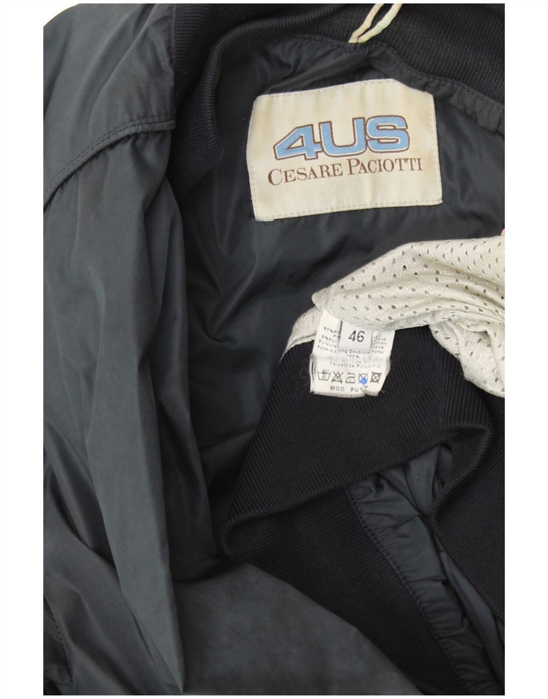 CESARE PACIOTTI 4US Chaqueta bomber gráfica para mujer IT 46 Grande Azul marino