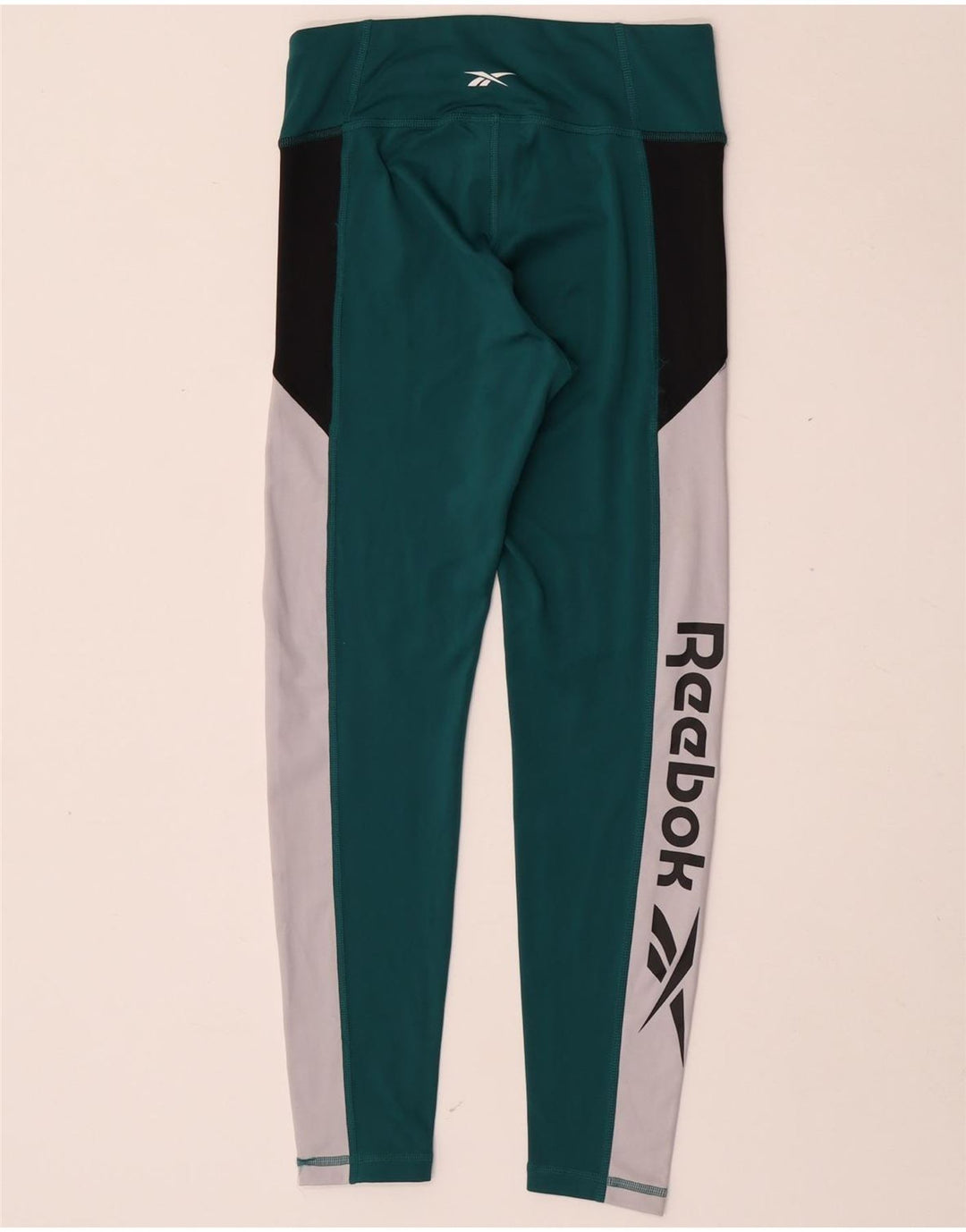 Reebok Leggings gráficos para mujer UK 8/10 Small Verde Colorblock Poliéster