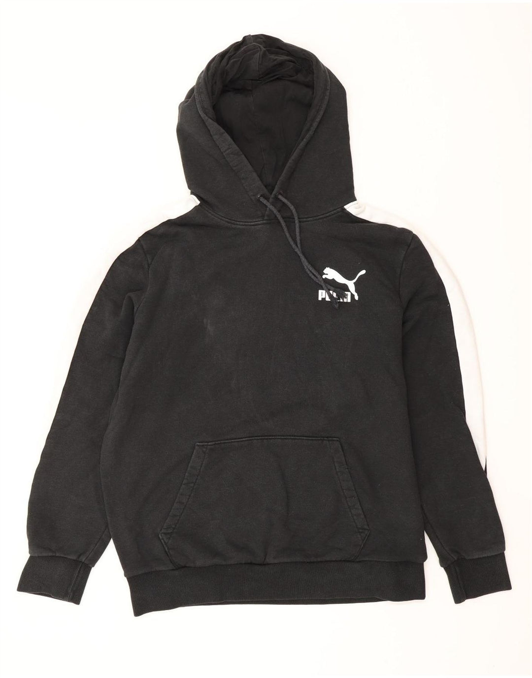 PUMA Jersey con capucha para hombre, tamaño mediano, color negro, algodón con bloques de color