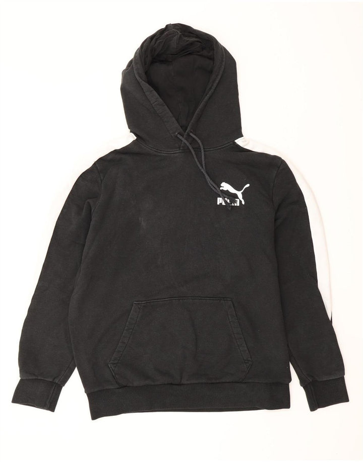 PUMA Jersey con capucha para hombre, tamaño mediano, color negro, algodón con bloques de color