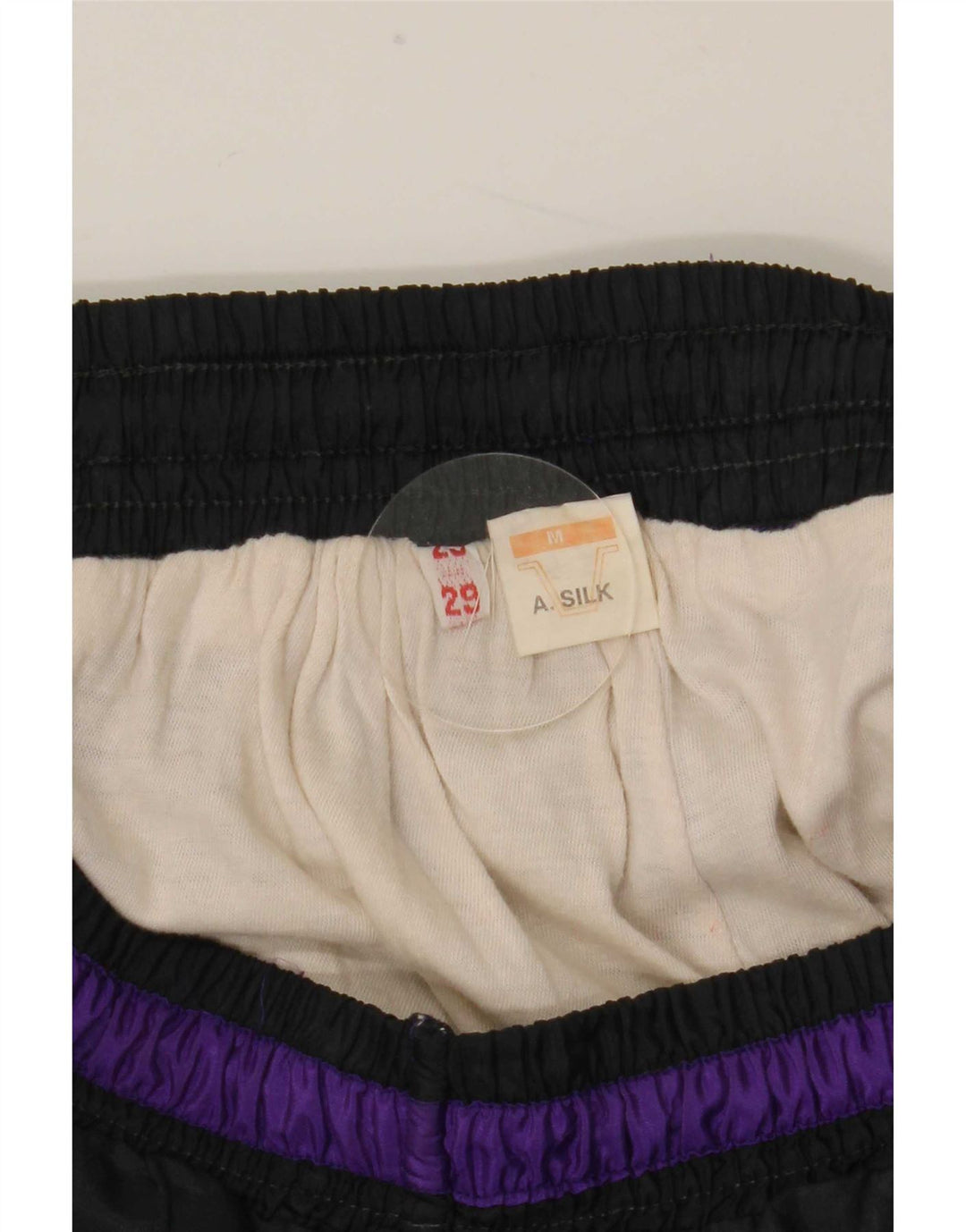 Vintage Hombre Chándal Pantalones Joggers Medio Negro Colorblock