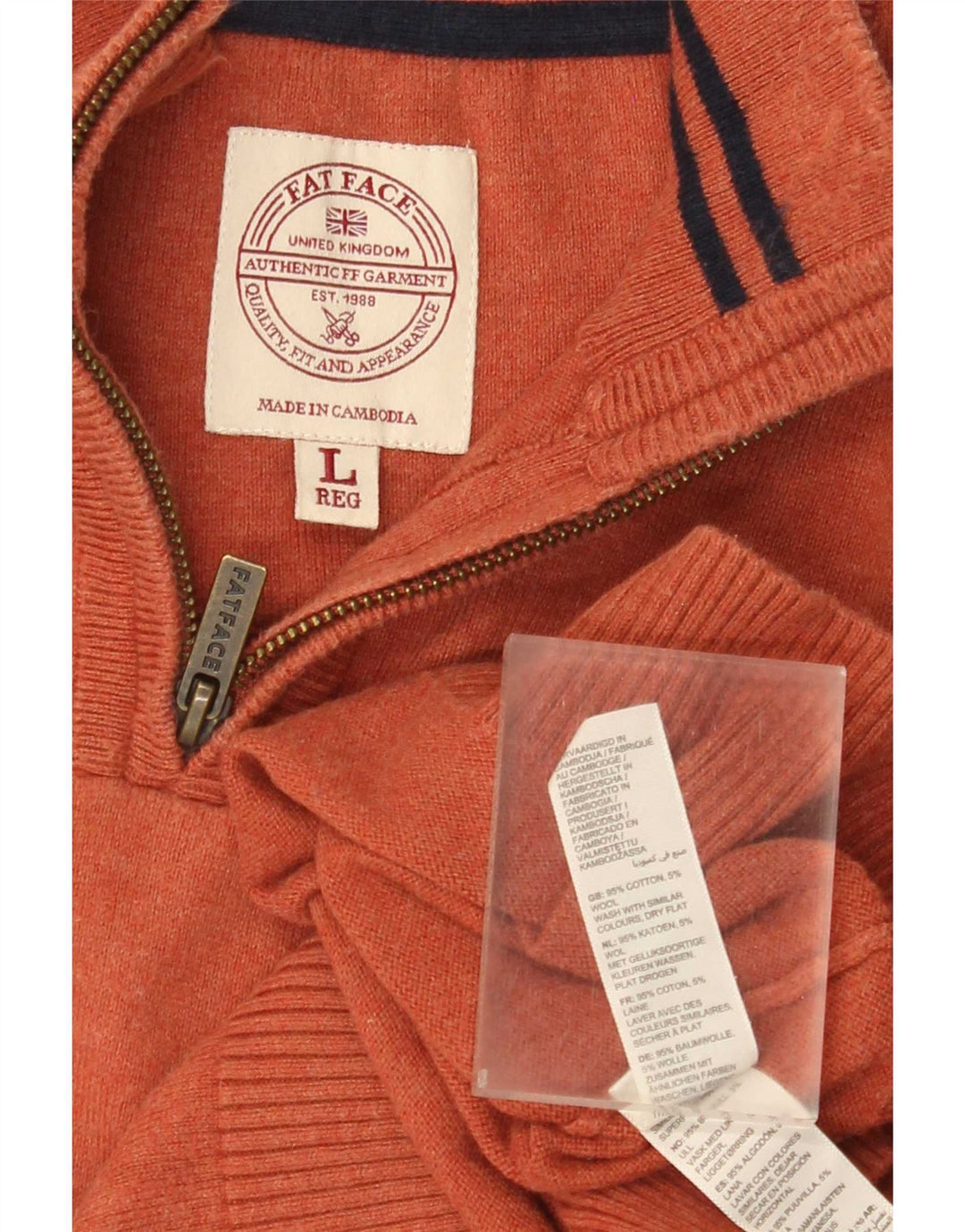 Jersey tipo jersey con cuello y cremallera para hombre de Fat Face Grande de algodón naranja