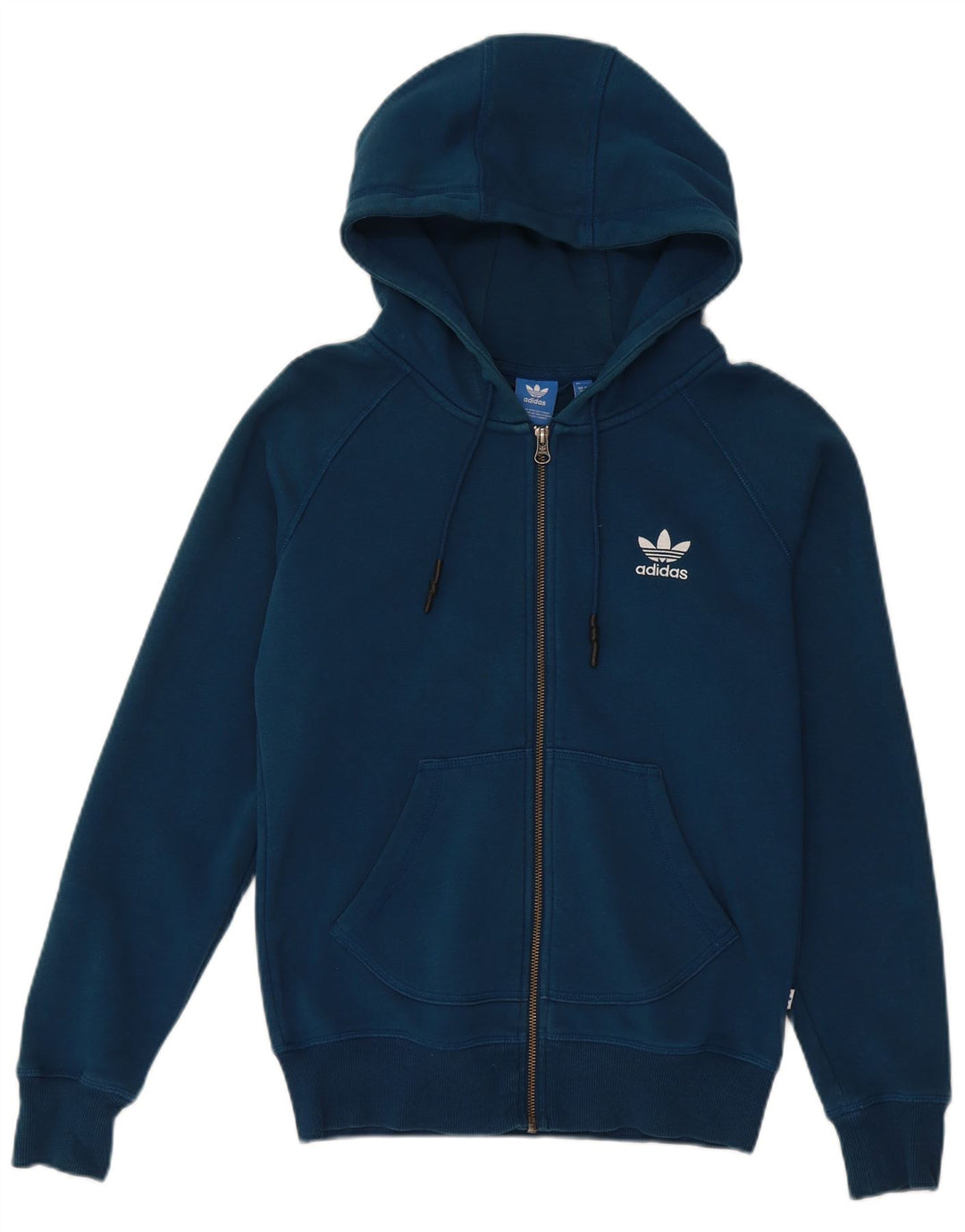 ADIDAS Sudadera con capucha y cremallera gráfica para mujer UK 10 Small Blue Cotton