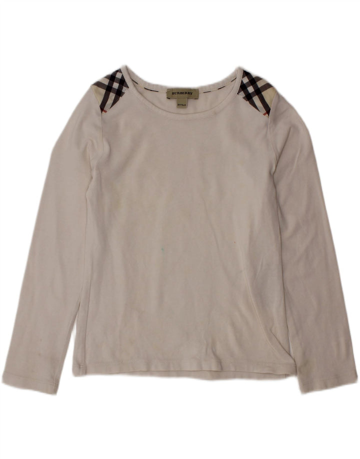 BURBERRY Top Niña Manga Larga 5-6 Años Blanco Cuadros