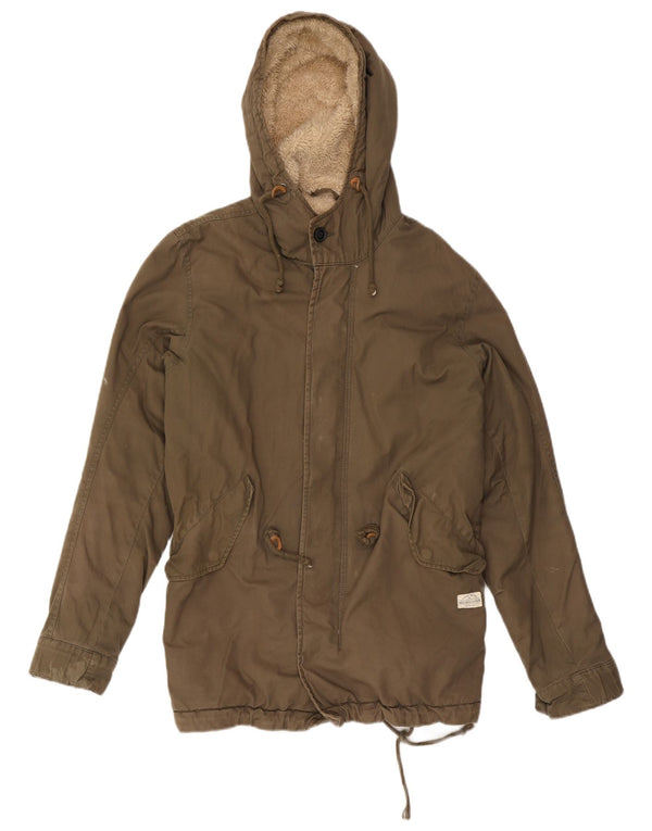 Quiksilver Chaqueta Parka con Capucha para Hombre UK 36 Small Khaki Cotton
