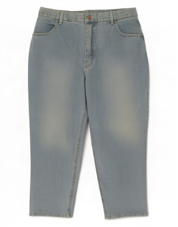 Marks & Spencer Vaqueros Capri de Cintura Alta para Mujer UK 18 XL W32 L22 Algodón Azul