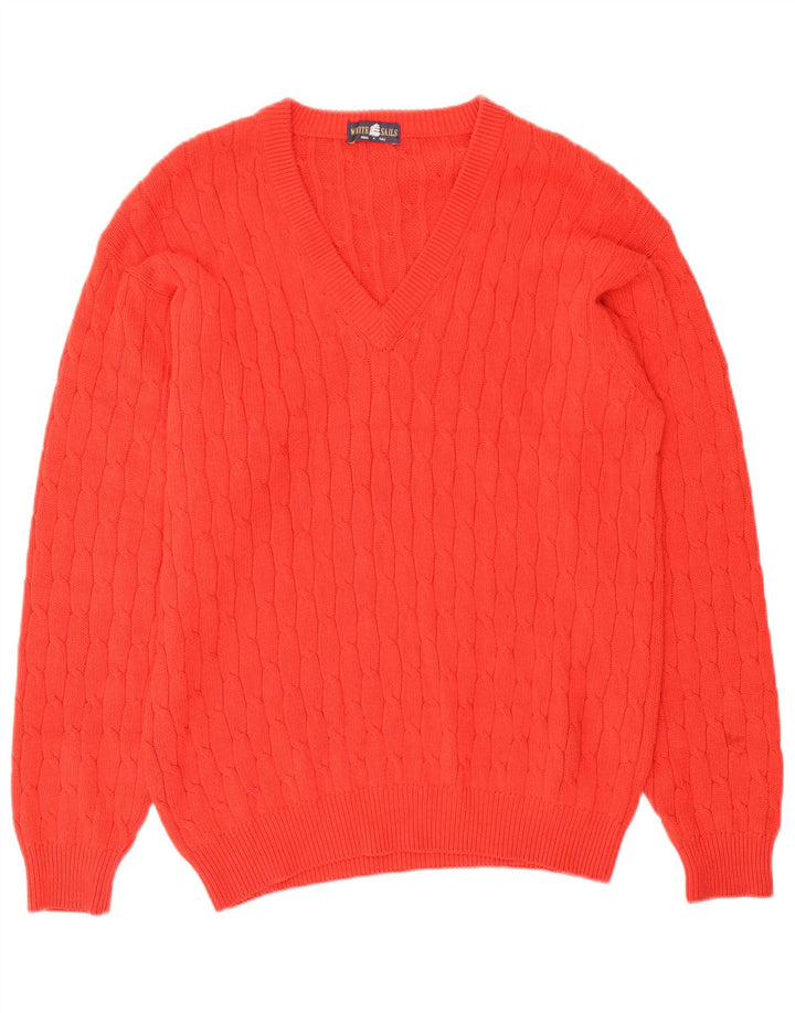 White Sails - Jersey con cuello en V para hombre, talla grande, color naranja