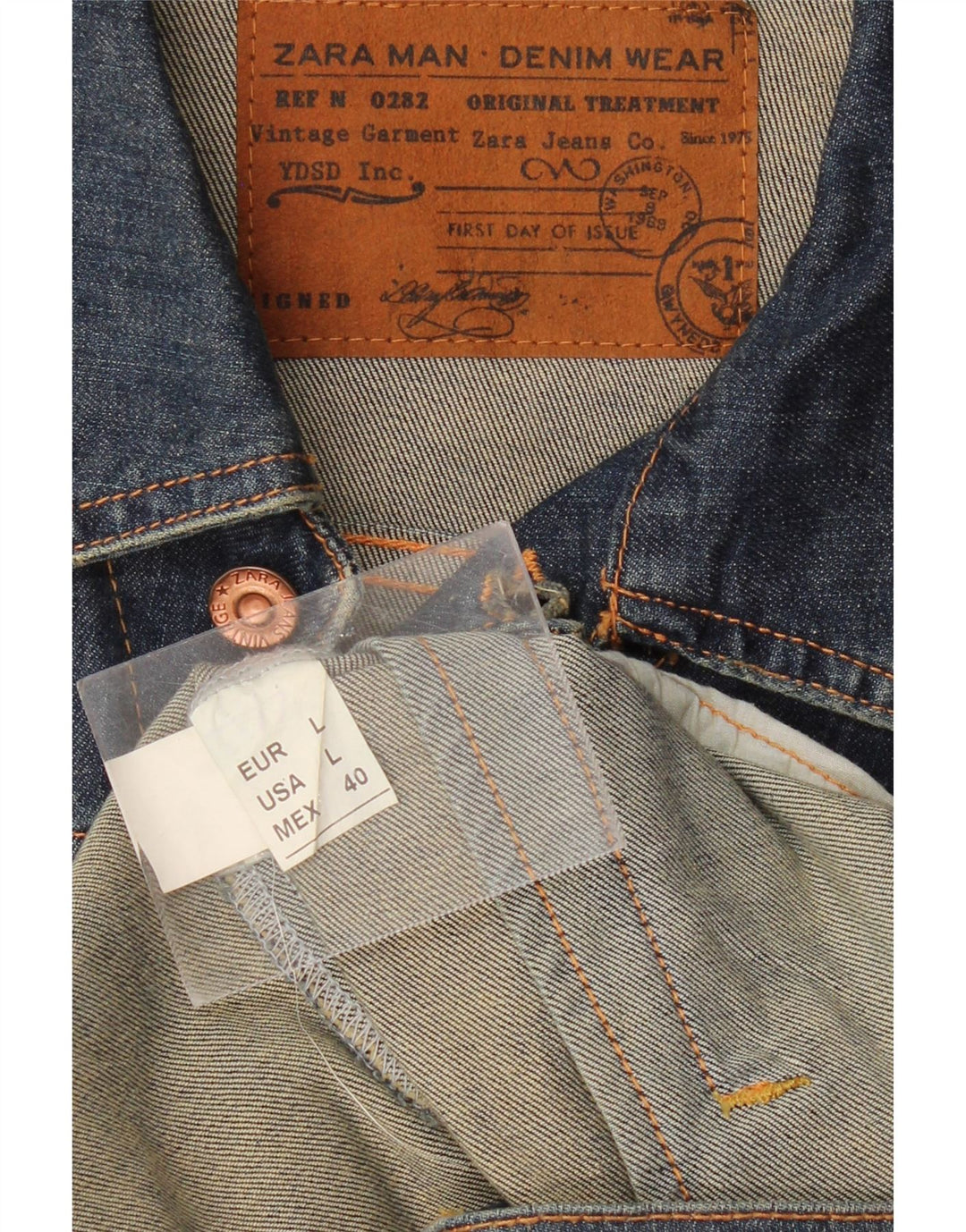 ZARA Mens Denim Jacket UK 40 Large Blue Cotton